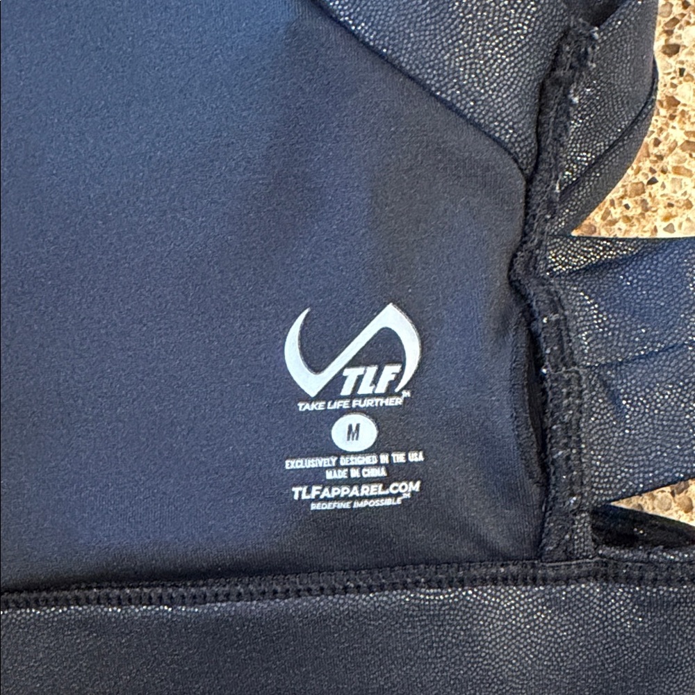 Take Life Further ( TLF ) Black Shimmer Sports Bra size Medium - Picture 4 of 6